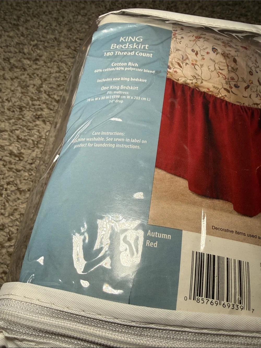 Mainstays Autumn Red King Bedskirt‎